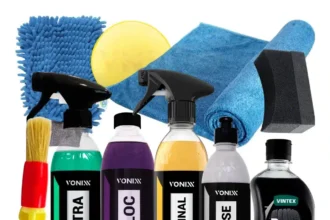 kit lavagem shampoo cera Tok Final Intense Sintra Fast Vonixx com frascos alinhados sobre bancada