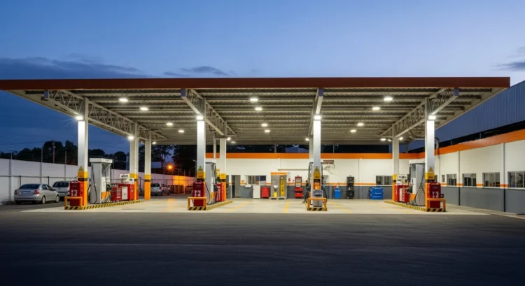 Setor automotivo sob alerta: leis contra devedores contumazes avançam na Câmara com impacto na cadeia de combustíveis 1 Imagem horizontal mostrando posto de combustíveis e oficina com sinais de atenção, fiscais em ação e elementos que representam os devedores contumazes câmara fecha