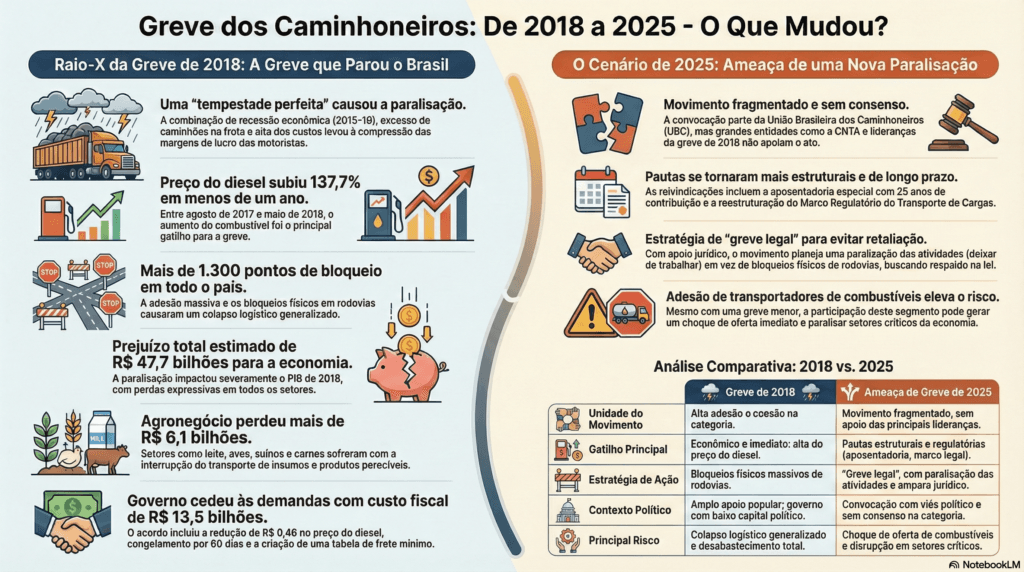 Greve dos Caminhoneiros: a cicatriz de 2018 reaberta e o risco real de colapso logístico em 2026 2 Greve Caminhoneiros: O Que Mudou?