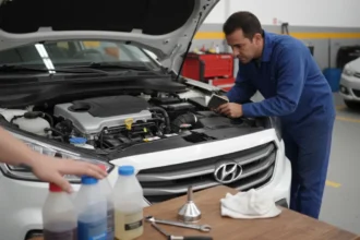 Garrafa de lubrificante automotivo em destaque, mostrando a importância do fluido.