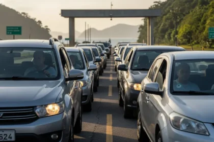 Vista a&eacute;rea de Ilhabela com a indica&ccedil;&atilde;o de detalhes sobre a taxa ambiental Ilhabela 2026
