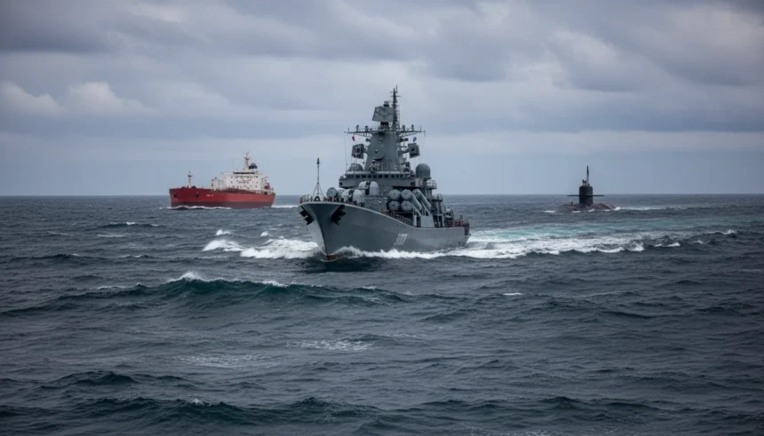 Rússia envia submarino e escolta petroleiro Bella 1 por mais de duas semanas fugindo de EUA na costa da Venezuela, visando petroleiro com óleo ilícito. 1 Guerra de Petroleiros: Rússia Desafia EUA com Submarino para Proteger Navio na Venezuela