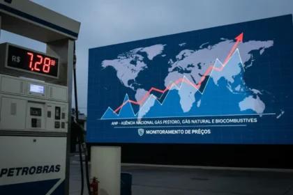 Bomba de diesel em posto brasileiro marcando R$ 7,28 ap&oacute;s autua&ccedil;&atilde;o da ANP por aumento de pre&ccedil;os.