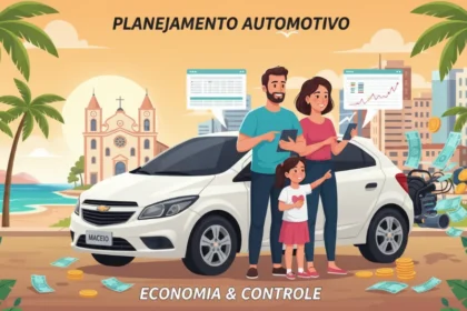 Motorista em Maceió analisando planilha de custos do carro e planejamento financeiro para 2026