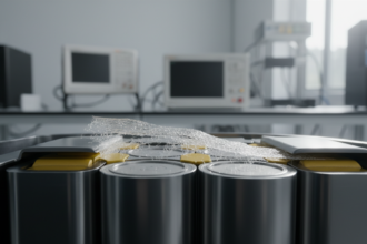 Folha isolante de aerogel de 2,3 mm em pacote de bateria de carro elétrico, resistindo a altas temperaturas.