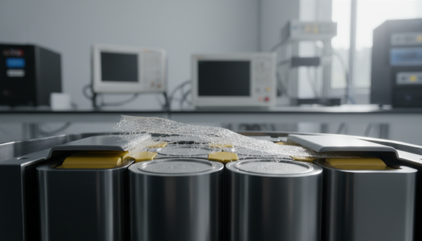 Folha isolante de aerogel de 2,3 mm em pacote de bateria de carro elétrico, resistindo a altas temperaturas.