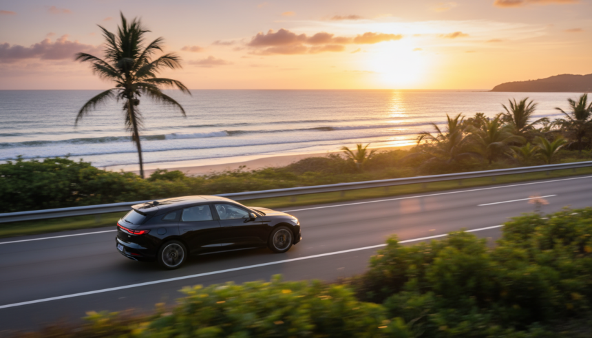 Perua elétrica Avatr 06T em cenário brasileiro com design esportivo e tecnologia avançada.