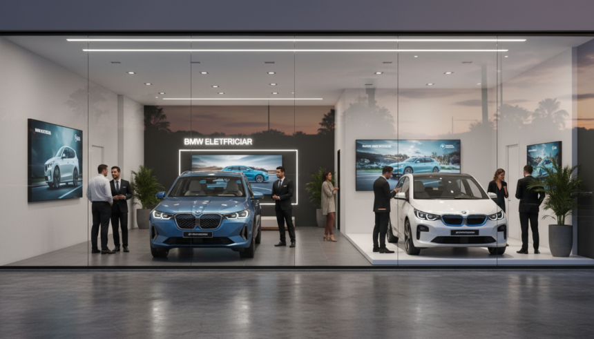 BMW revoluciona 2026 com avalanche de lançamentos elétricos e renovados 1 Concessionária BMW com os novos modelos elétricos iX3 e i3 em exposição.