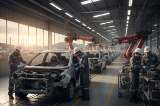 Representantes do Brasil e Argentina em reunião na Automechanika de Buenos Aires discutindo o futuro do setor automotivo regional.
