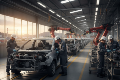 Representantes do Brasil e Argentina em reuni&atilde;o na Automechanika de Buenos Aires discutindo o futuro do setor automotivo regional.