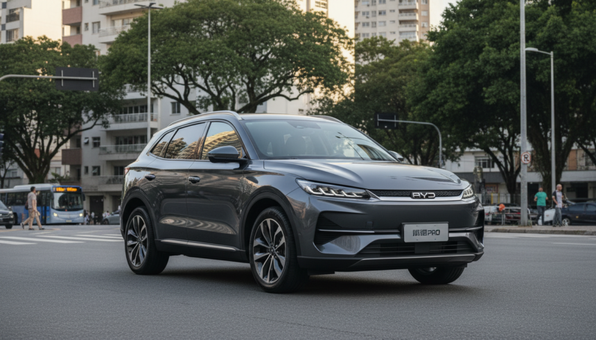 BYD Song Pro Plug-in Hybrid estacionado em rua urbana brasileira