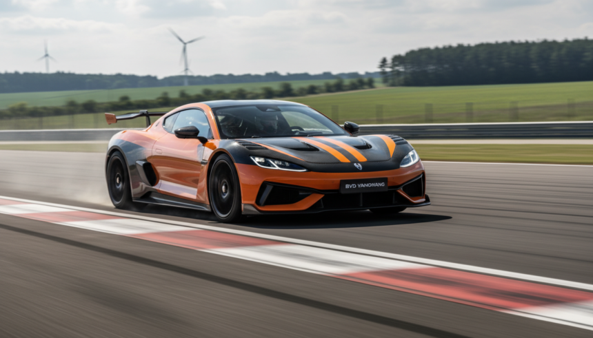 BYD U9 Track Edition: superesportivo elétrico chinês atinge 472 km/h e se torna o mais rápido do mundo 1 Superesportivo elétrico BYD Yangwang U9 Track Edition atingindo alta velocidade em pista de teste.