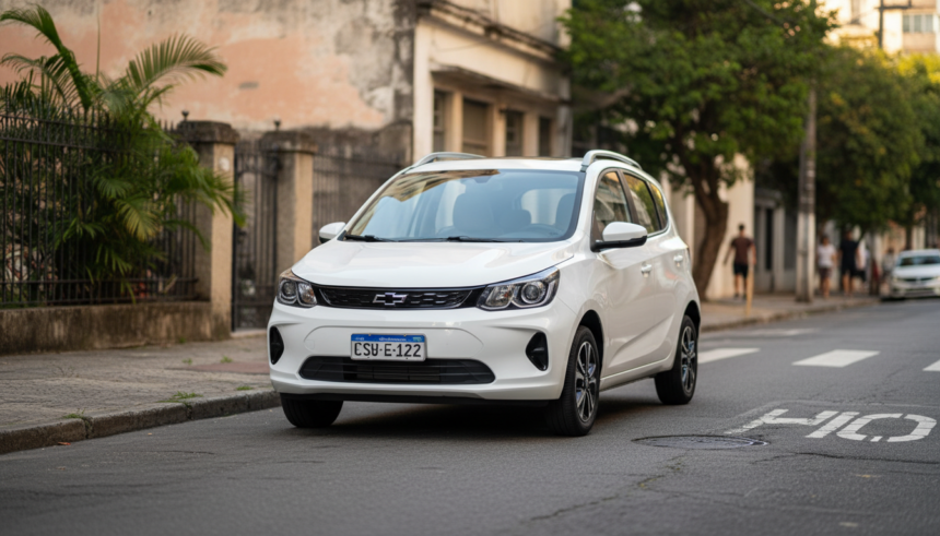 Chevrolet Binguo S branco em cenário urbano brasileiro