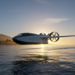 Veículo marítimo de efeito solo chinês voando sobre a água em alta velocidade com tecnologia 6G e quântica