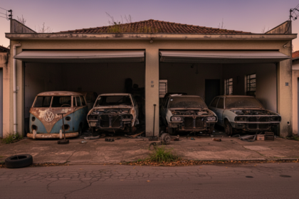 Casa abandonada em Uberl&acirc;ndia com tr&ecirc;s carros em processo de desmanche na garagem