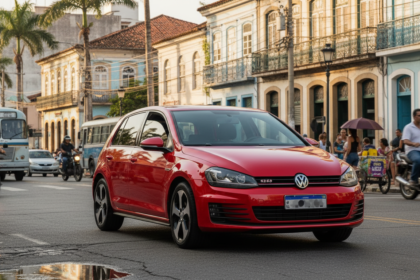Volkswagen Golf GTI estacionado em uma rua brasileira.