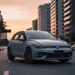 Volkswagen Golf GTI 2026 em rua brasileira com pôr do sol