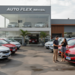 Concessionária brasileira com foco em carros de entrada flex, destacando o programa de incentivo do governo.