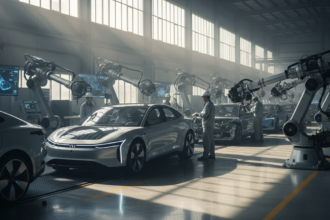 Linha de montagem de veículos elétricos na China