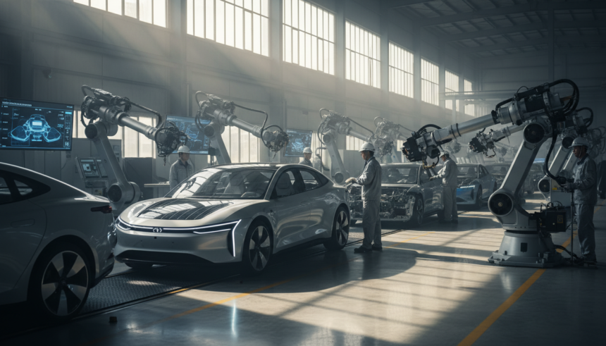 Linha de montagem de veículos elétricos na China