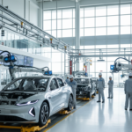 Linha de montagem de veículos elétricos na China