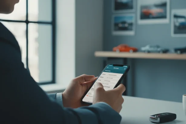 Pessoa usando dispositivo com interface de fatores que influenciam tabela em ambiente moderno