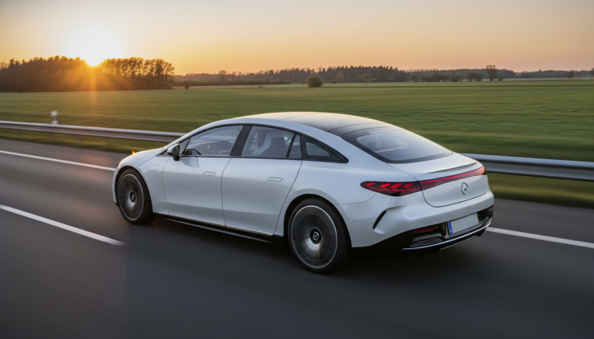 Protótipo Mercedes-Benz EQS percorre 1.205 km com bateria de estado sólido em teste na Alemanha.