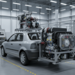 Sistema híbrido compacto X-Range C15 Direct Drive instalado na traseira de um veículo.