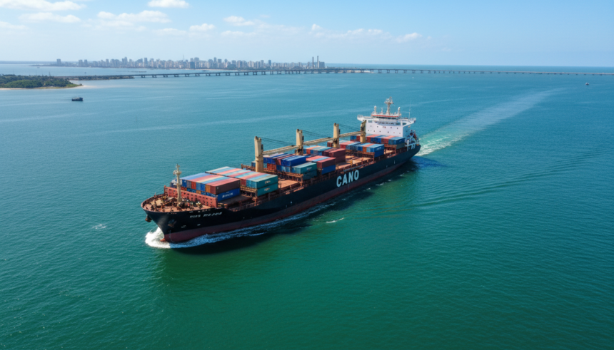 Navio cargueiro chinês chega a Salvador com equipamentos para a ponte Salvador-Itaparica