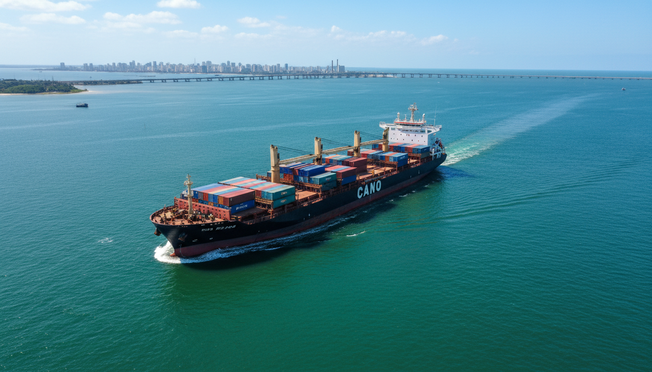 Navio cargueiro chinês chega a Salvador com equipamentos para a ponte Salvador-Itaparica