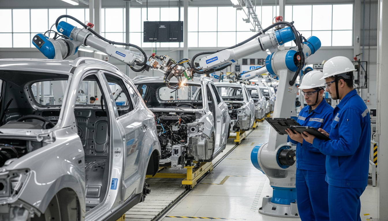 Linha de produção de veículos Omoda & Jaecoo em fábrica brasileira.