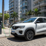 Renault Kwid E-Tech em recarga em rua brasileira