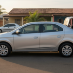 Chevrolet Prisma sedã com porta-malas aberto, destacando o espaço para famílias em um cenário brasileiro.