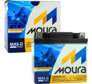Bateria Moura Ma5-d Para Moto Titan Fan Biz Bros Fazer Direito 12v