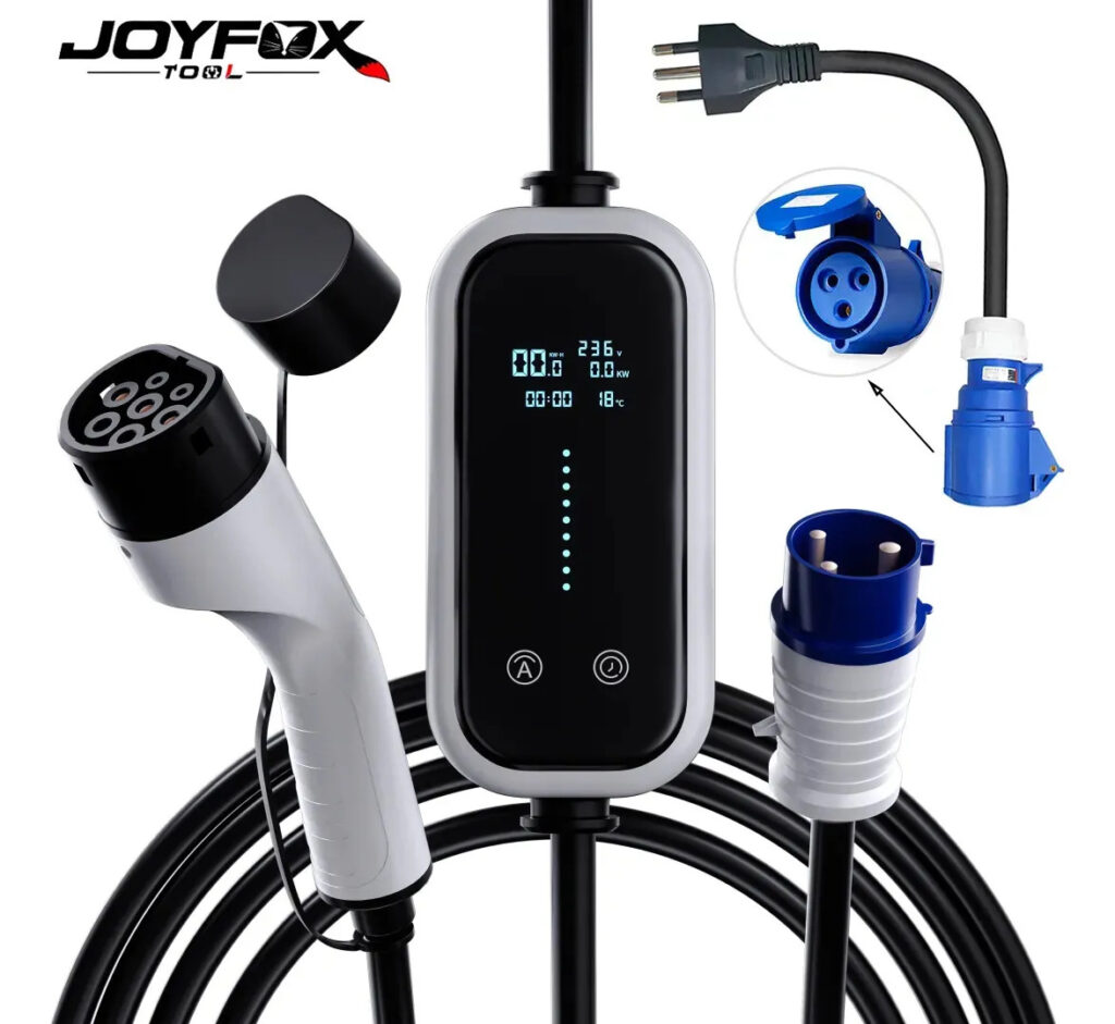 Carregador Carro Elétrico Portátil Joyfox 7 kW e 32 A Bivolt Carregador Ev Portátil Para Veículos Elétricos Byd,gwm,volvo Com Adaptador