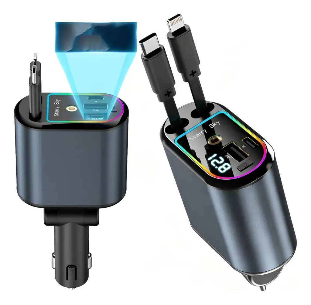Carregador turbo Iigenai LP-048 USB-C para carro com luz ambiente