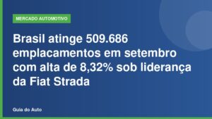 Brasil atinge 509.686 emplacamentos em setembro com alta de 8,32% sob liderança da Fiat Strada