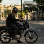 Motociclista com moto de baixa cilindrada em avenida de Sergipe, público da isenção de IPVA para moto do Rode Bem