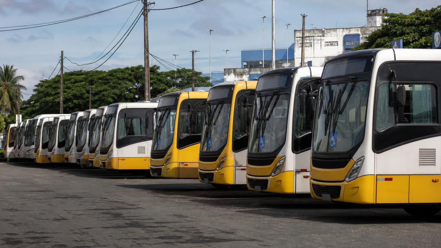 Ônibus em Salvador parados na garagem no domingo do 2º turno