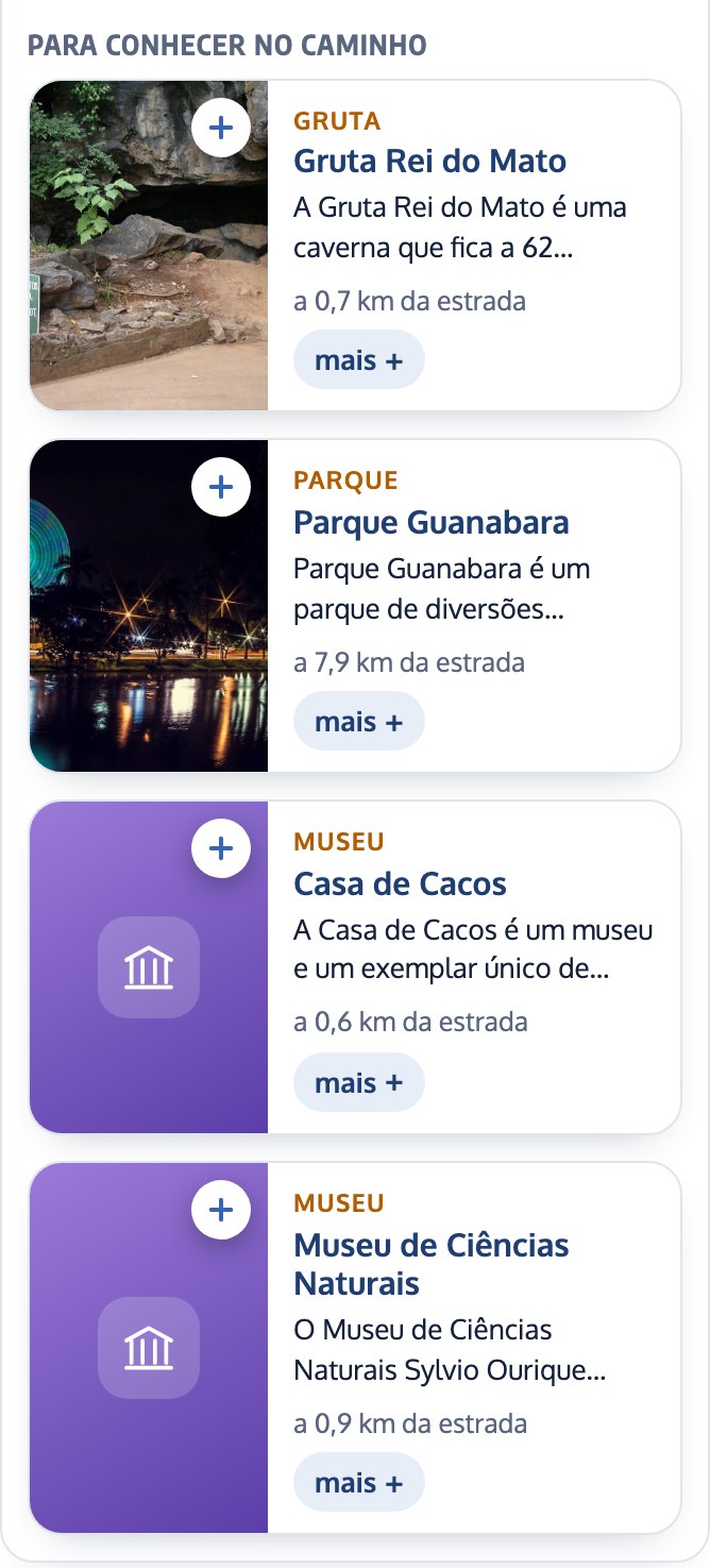 Lugares para conhecer no caminho, com foto, descrição e distância da estrada