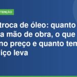 Valor troca de óleo: mecânico drena o óleo do motor no elevador da oficina durante a troca de óleo