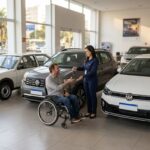 Pcd volkswagen: cliente recebendo chave de veículo na concessionária da linha volkswagen pcd.